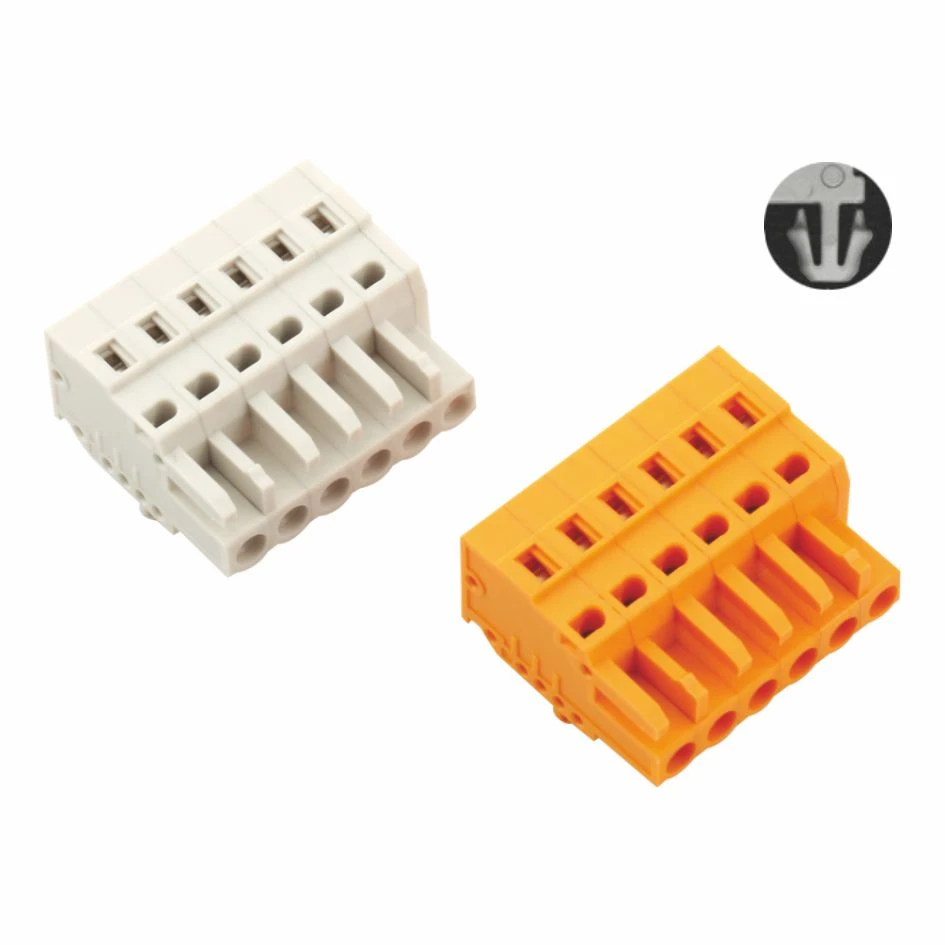 Gwanwyn Plug Benyw Terfynell Bloc 5.0/5.08mm Gyda Colofn Sefydlog